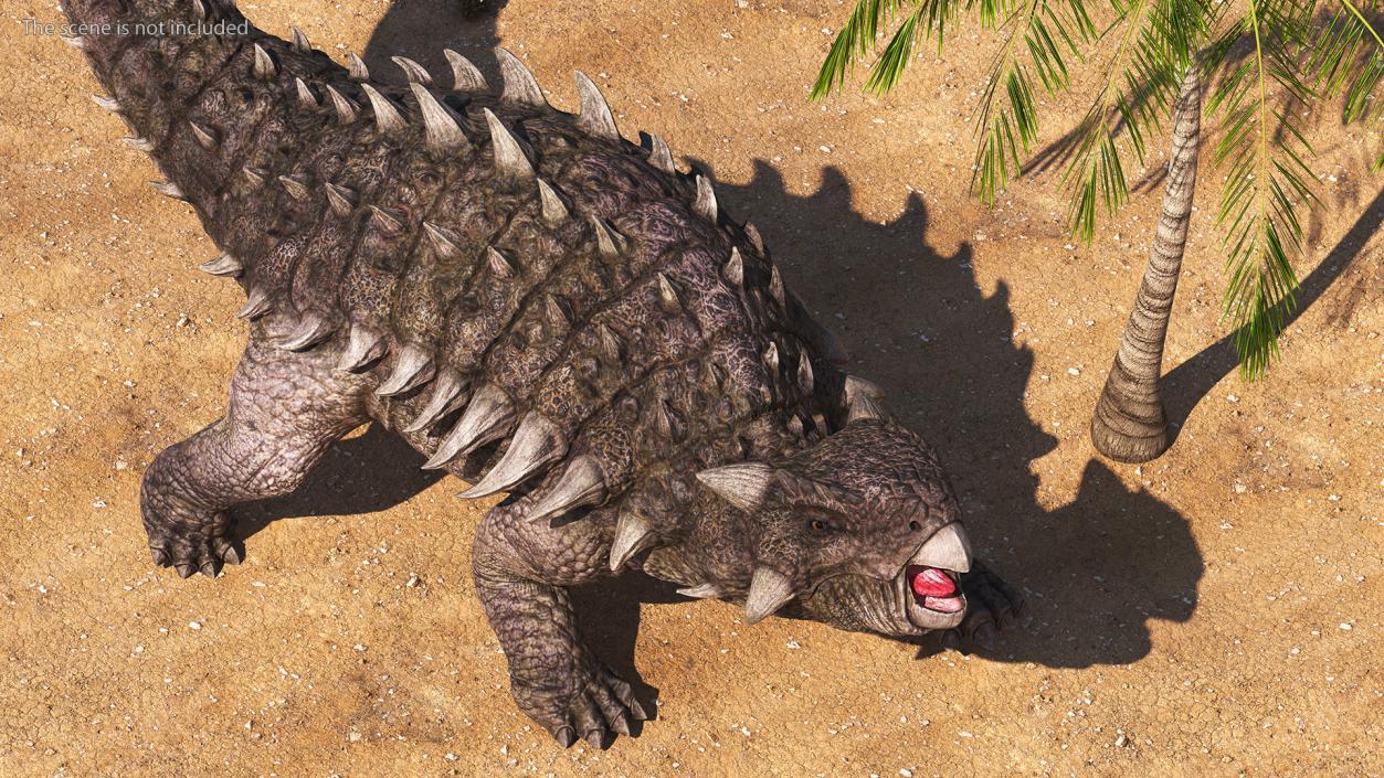 3D Ankylosaurus Deserted in Attack Pose