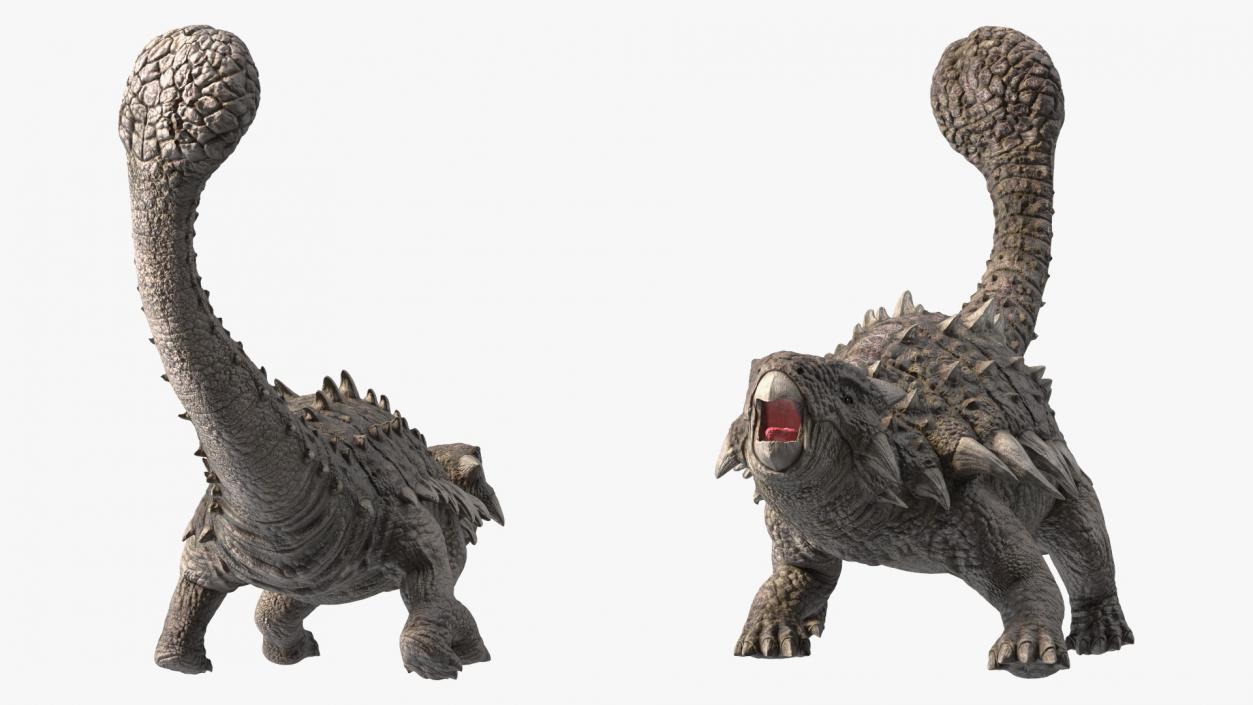 3D Ankylosaurus Deserted in Attack Pose