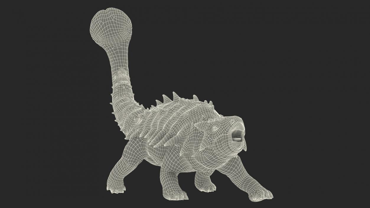 3D Ankylosaurus Deserted in Attack Pose