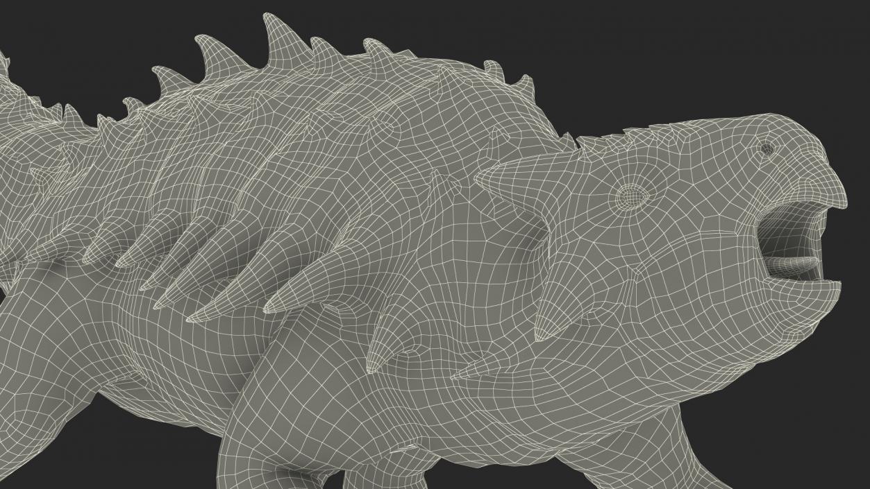 3D Ankylosaurus Deserted in Attack Pose