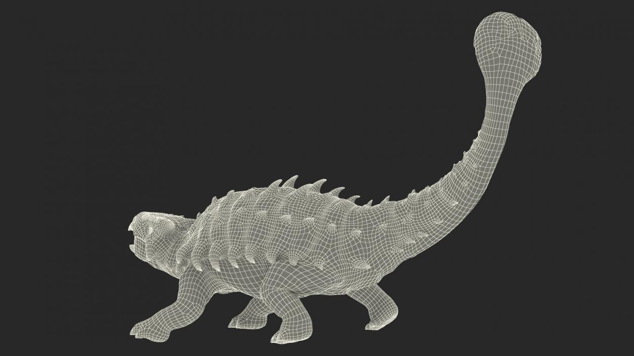 3D Ankylosaurus Deserted in Attack Pose