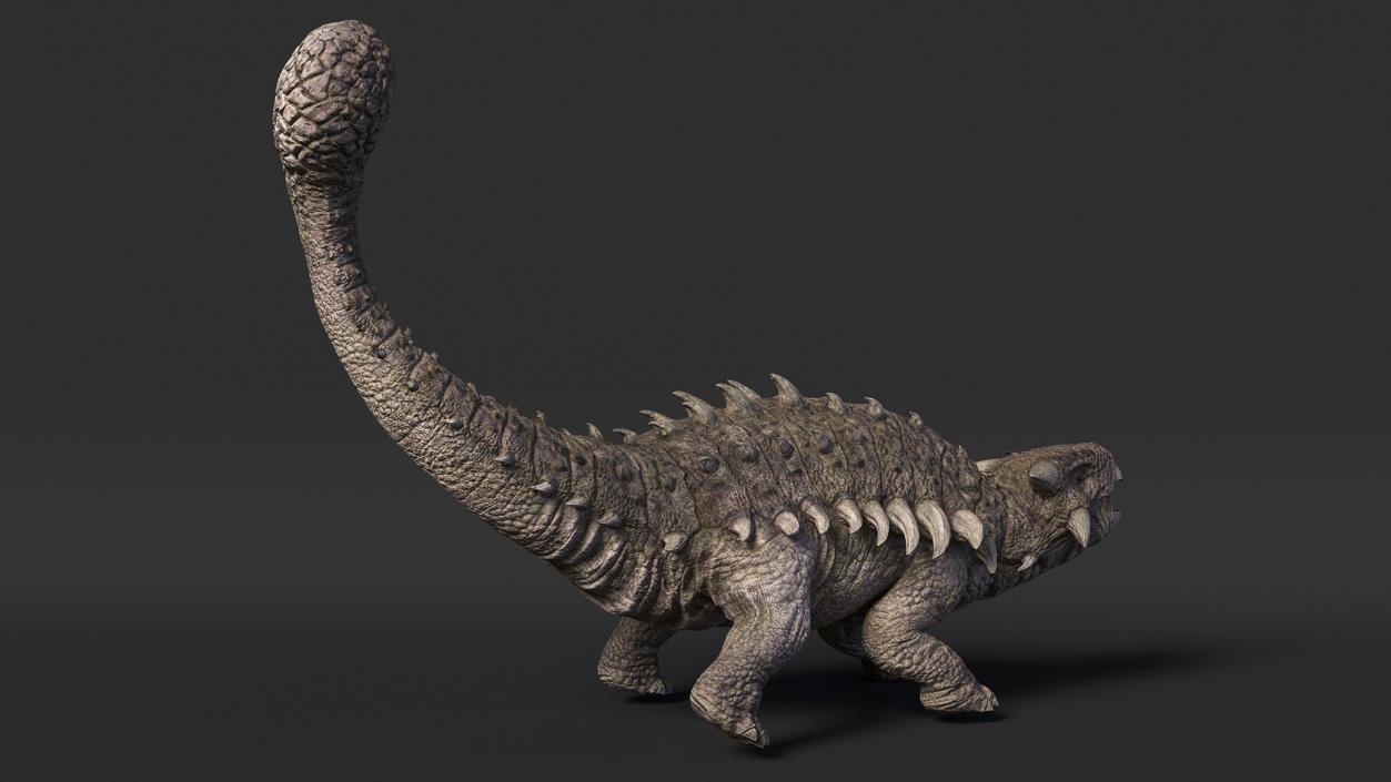 3D Ankylosaurus Deserted in Attack Pose