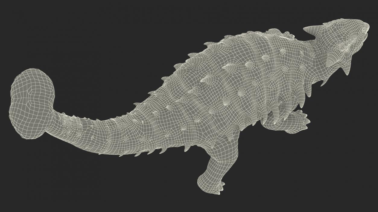 3D Ankylosaurus Deserted in Attack Pose