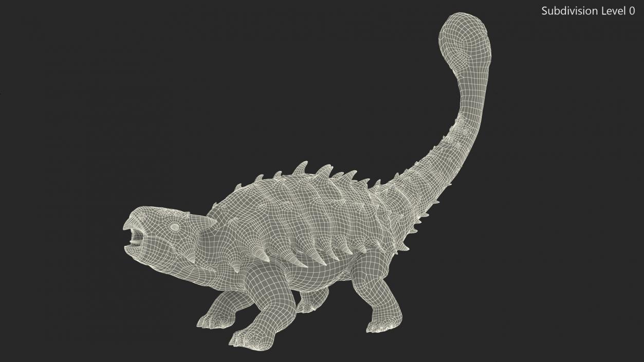 3D Ankylosaurus Deserted in Attack Pose