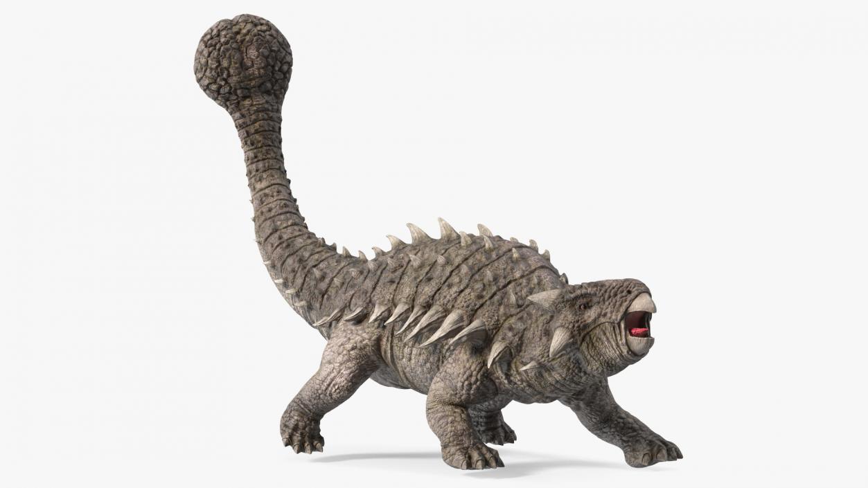 3D Ankylosaurus Deserted in Attack Pose