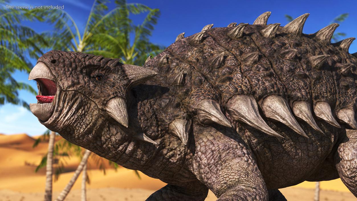 3D Ankylosaurus Deserted in Attack Pose