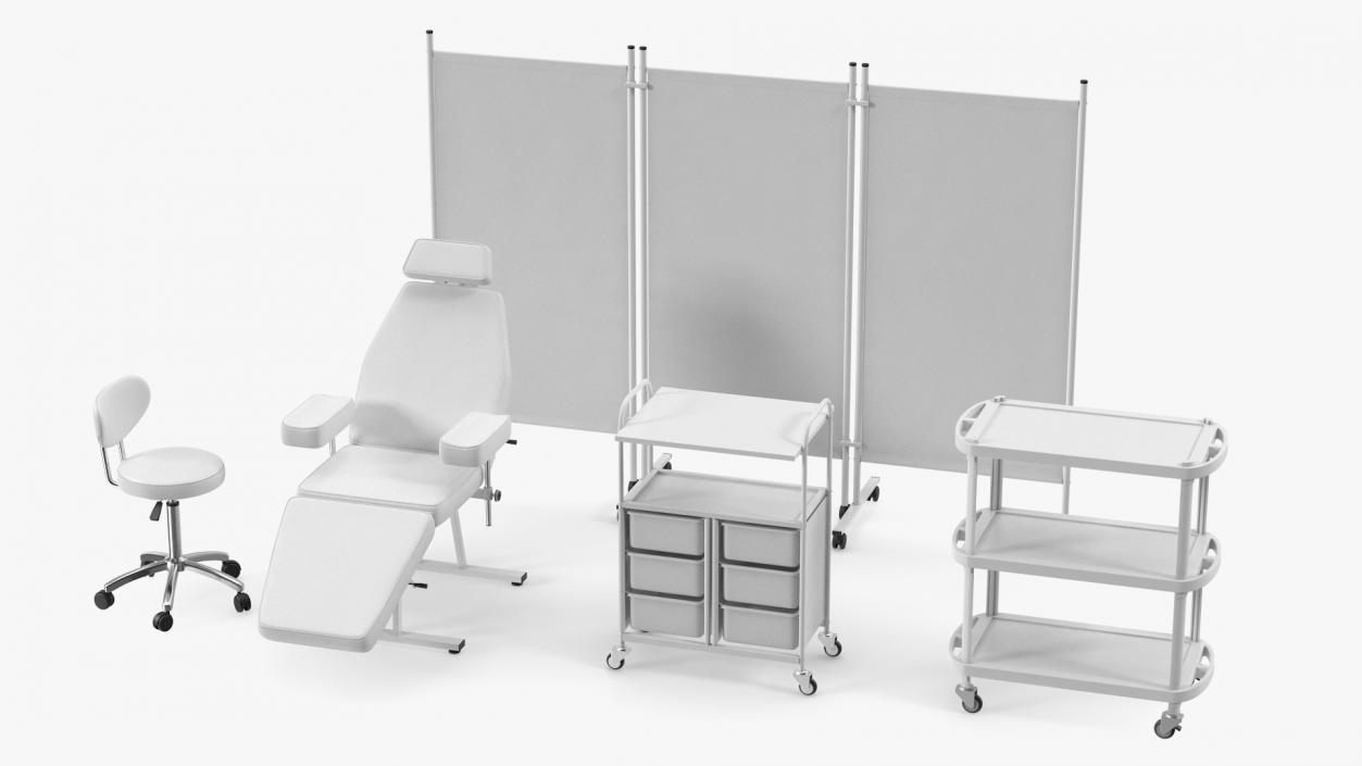 Medical Furniture Set White 3D