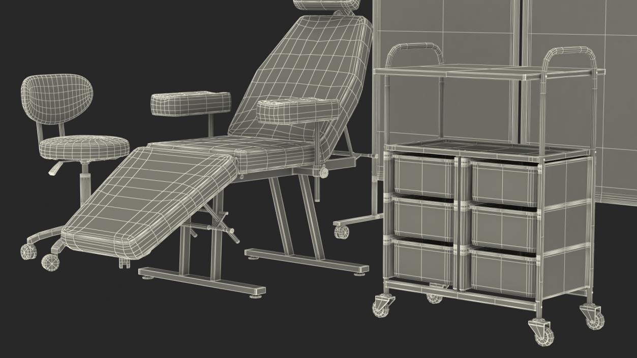 Medical Furniture Set White 3D