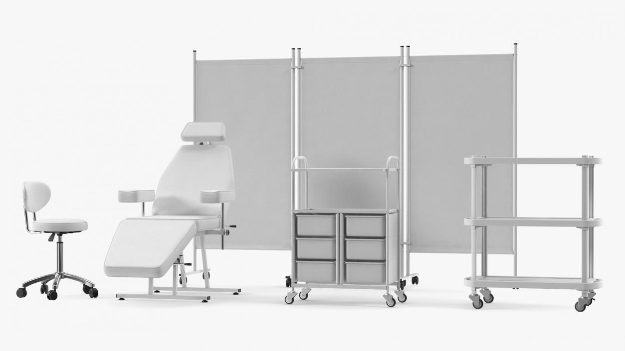 Medical Furniture Set White 3D