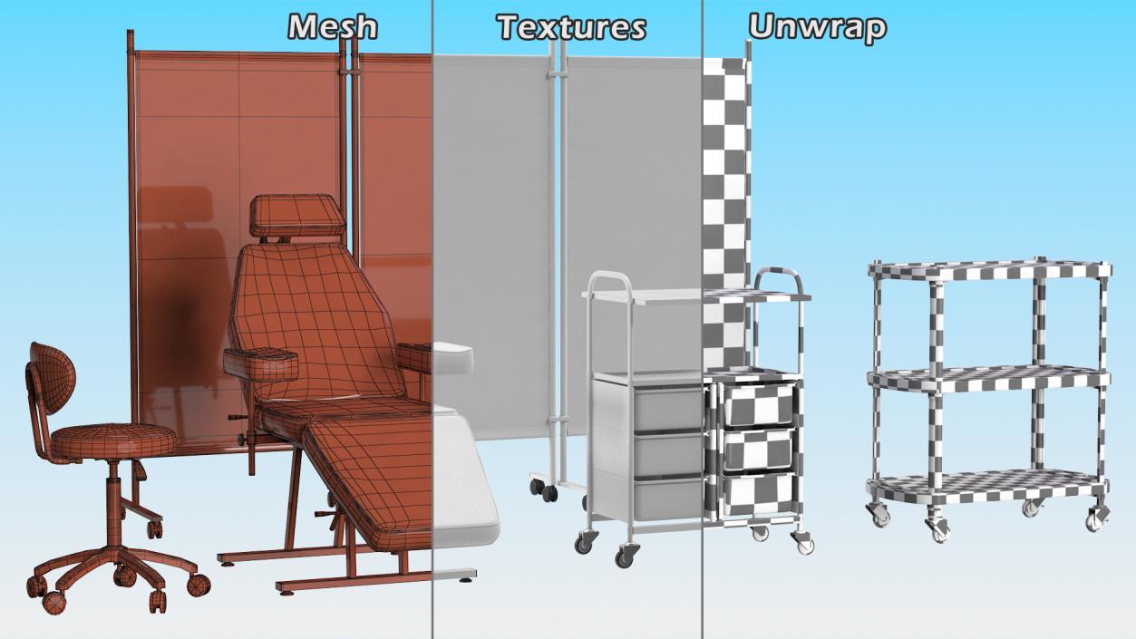 Medical Furniture Set White 3D