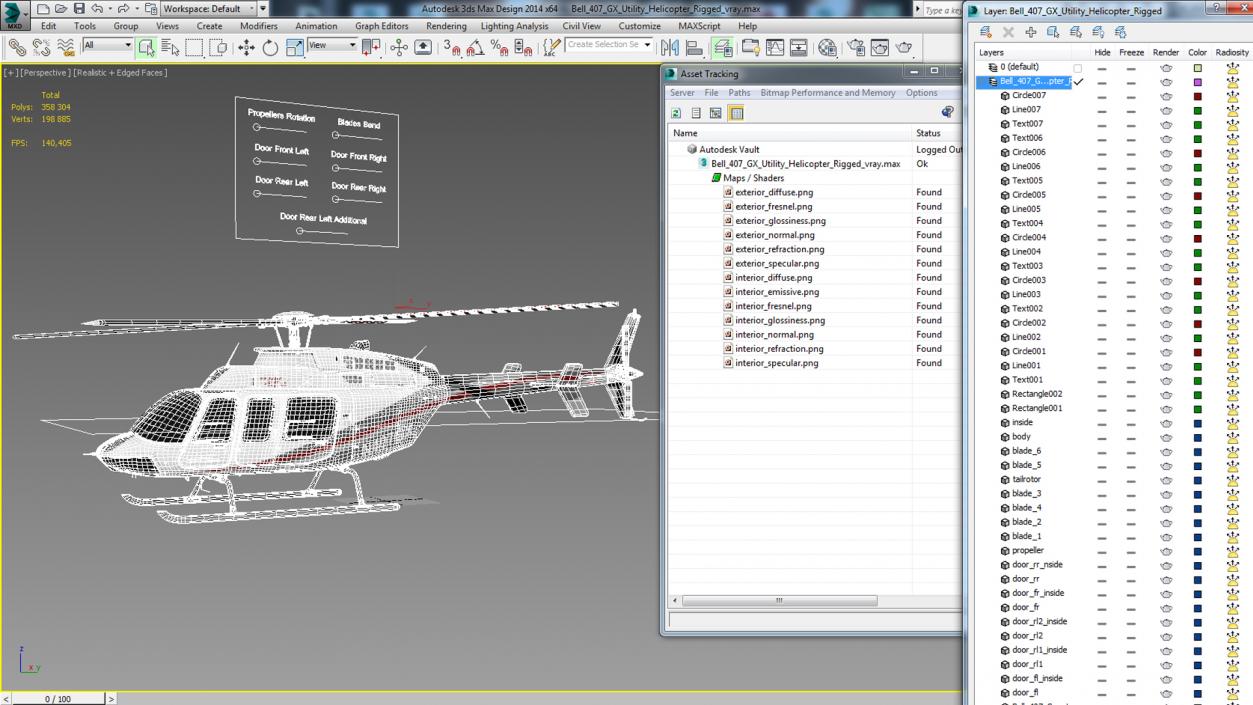 Bell 407 GX Utility Helicopter Rigged 3D