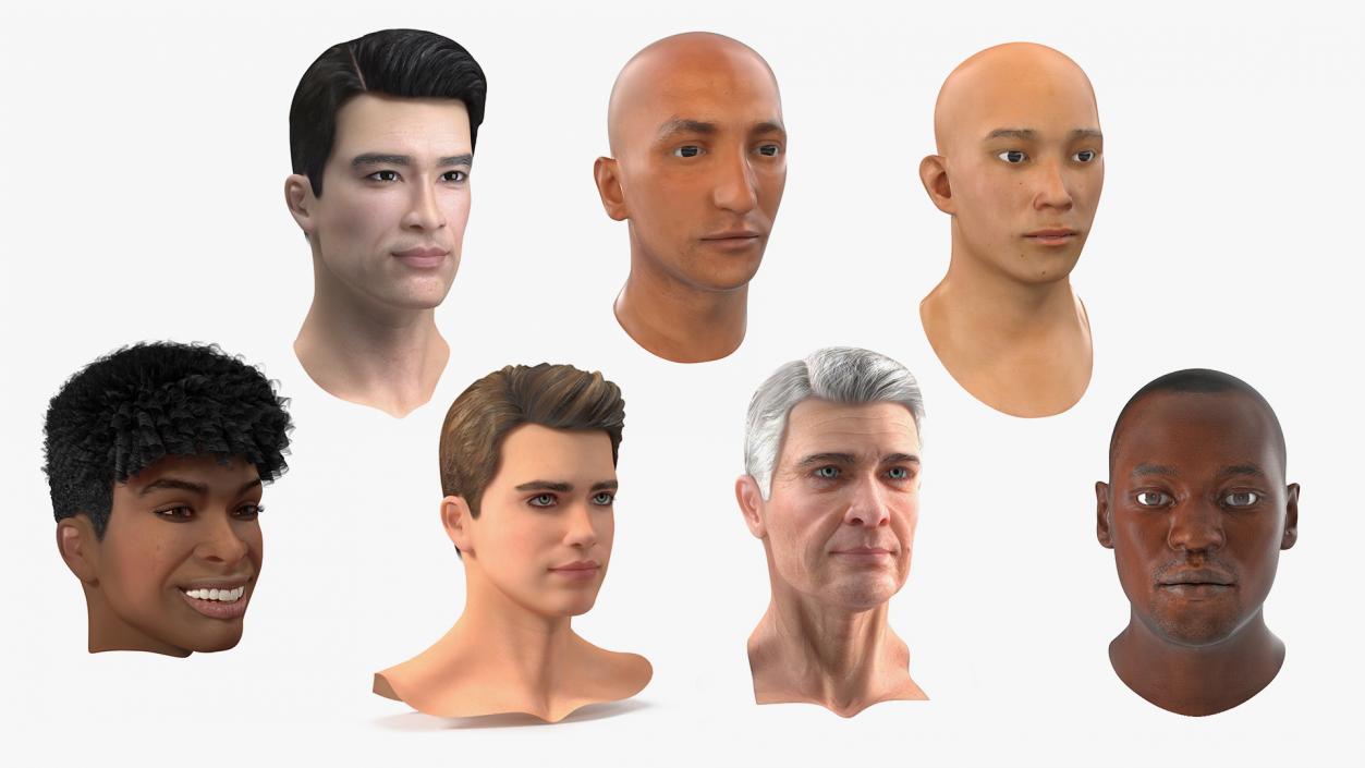 3D Male Heads Collection 4 model