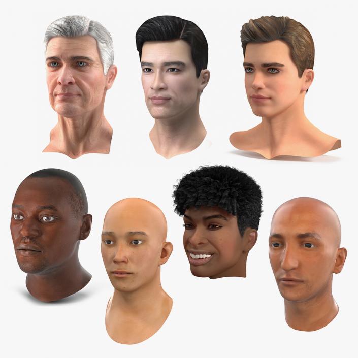 3D Male Heads Collection 4 model