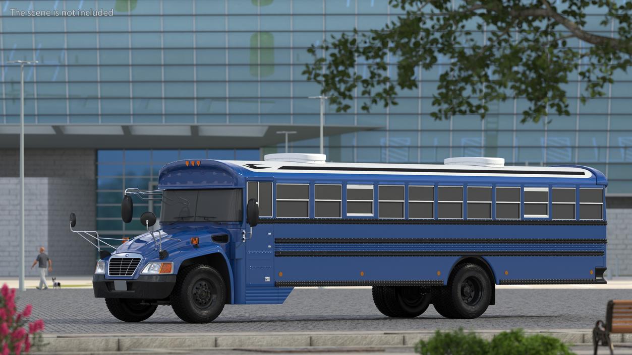 3D Blue Bird Commercial Bus Exterior Only model