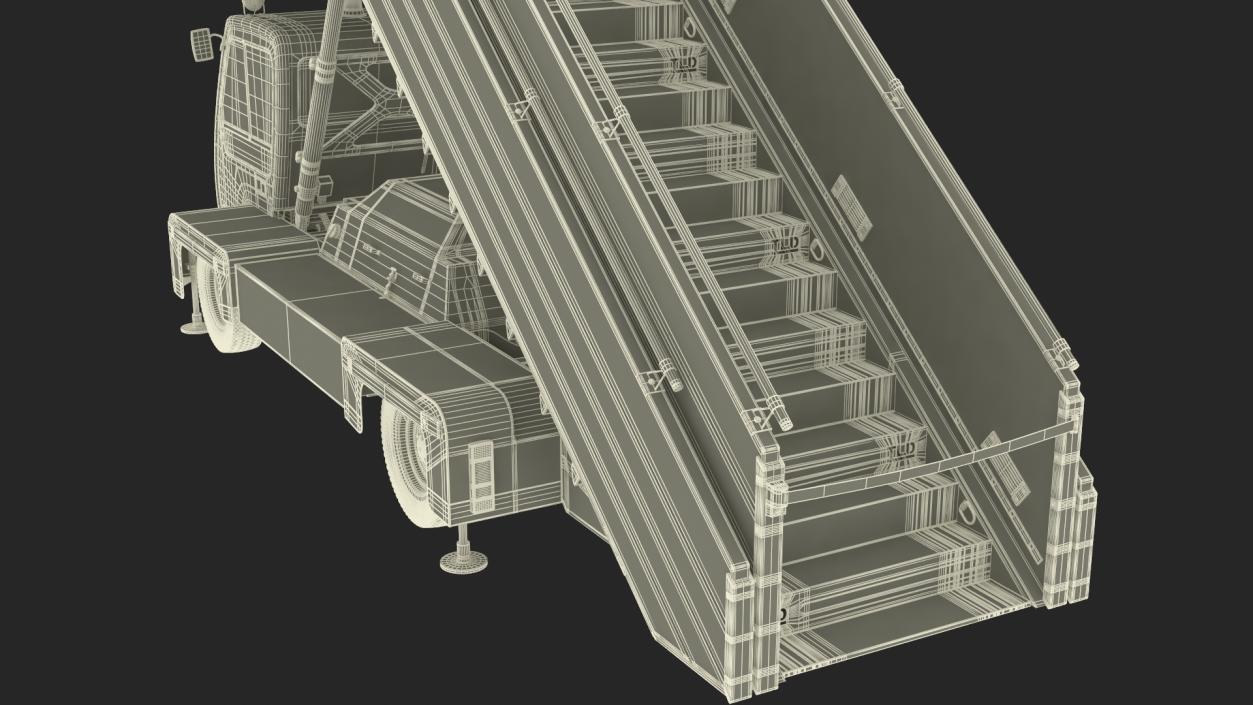 3D Airbus A220 with Passenger Boarding Stairs Car Rigged model