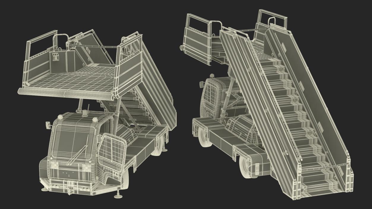 3D Airbus A220 with Passenger Boarding Stairs Car Rigged model