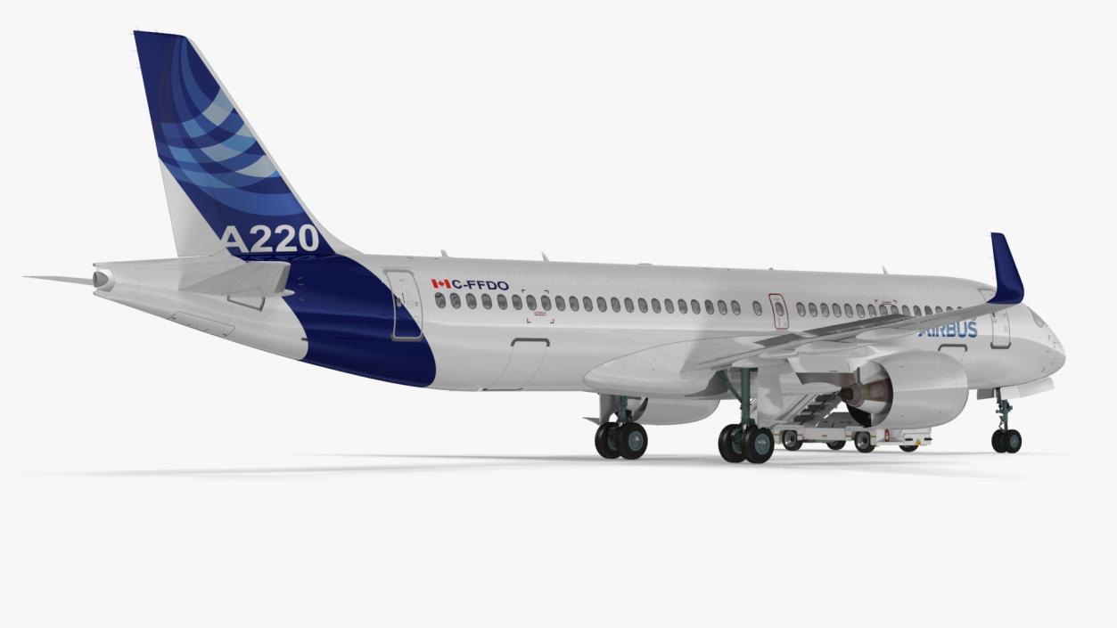 3D Airbus A220 with Passenger Boarding Stairs Car Rigged model