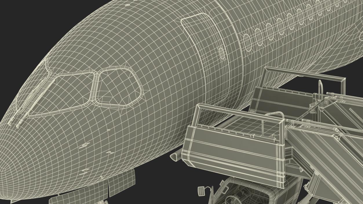 3D Airbus A220 with Passenger Boarding Stairs Car Rigged model