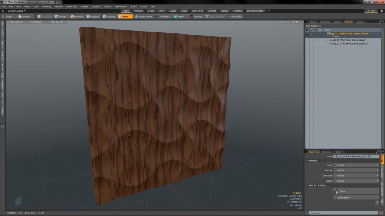 3D model Wall Panel Wave Wood