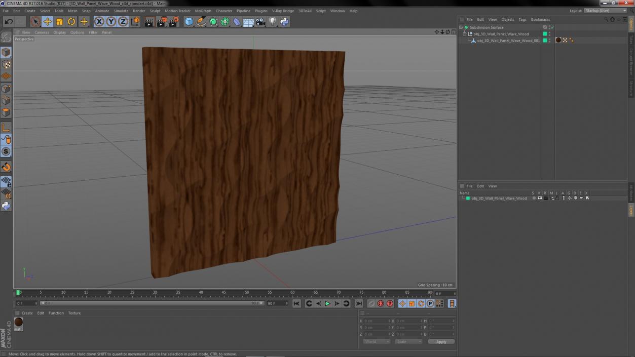 3D model Wall Panel Wave Wood