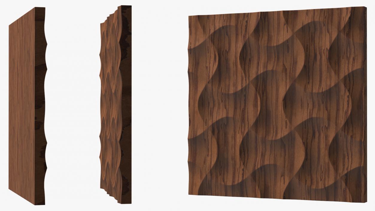 3D model Wall Panel Wave Wood