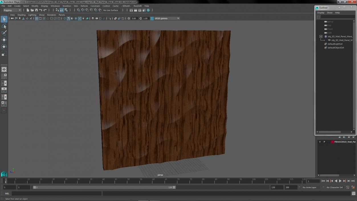 3D model Wall Panel Wave Wood