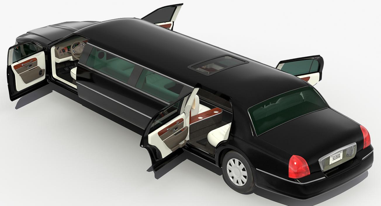 3D model Limousine Generic Black Rigged