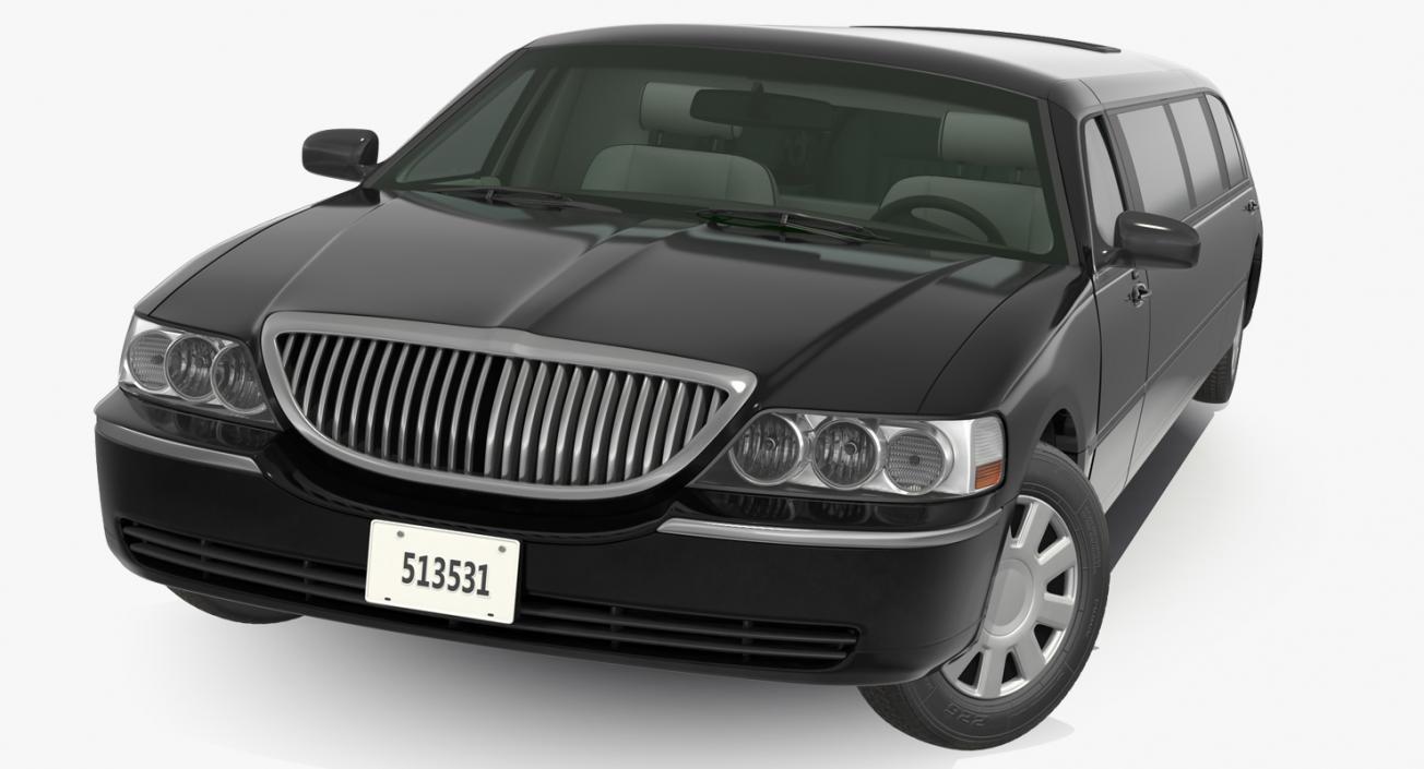 3D model Limousine Generic Black Rigged