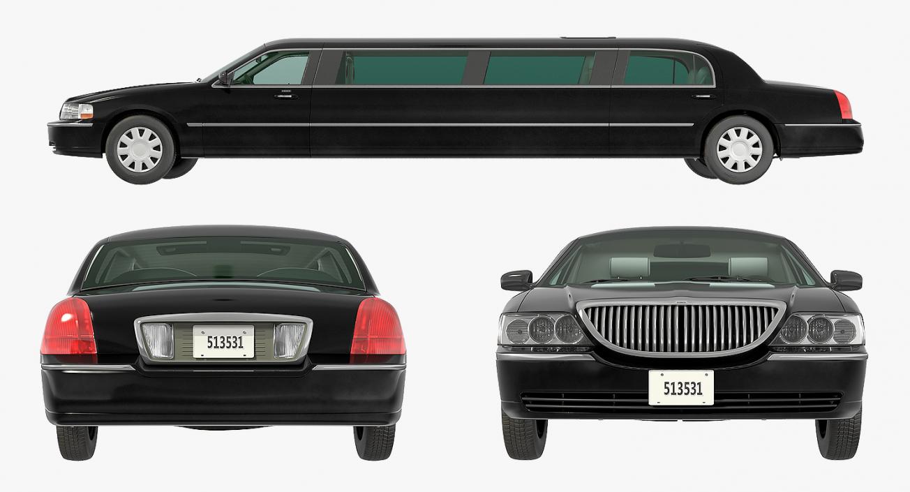 3D model Limousine Generic Black Rigged