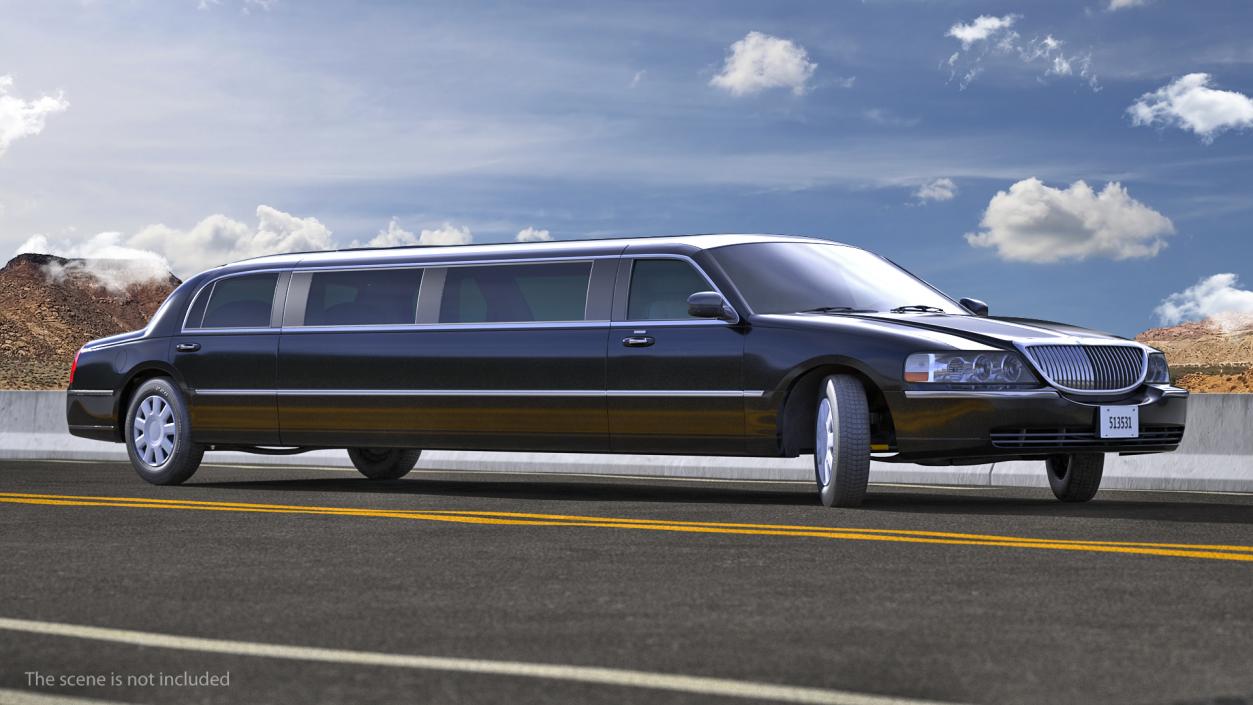 3D model Limousine Generic Black Rigged