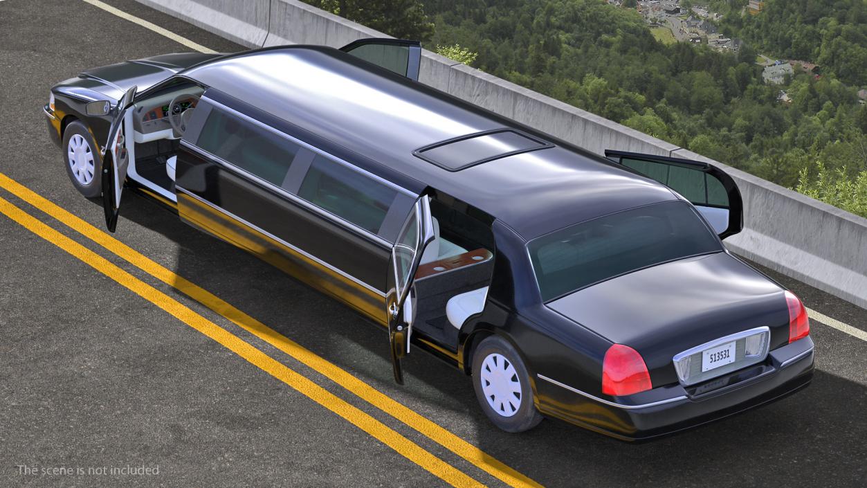 3D model Limousine Generic Black Rigged