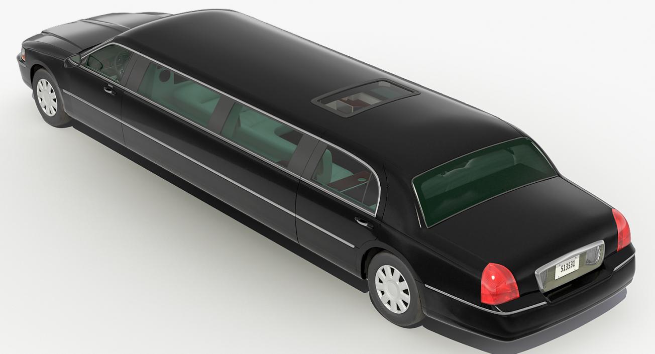 3D model Limousine Generic Black Rigged