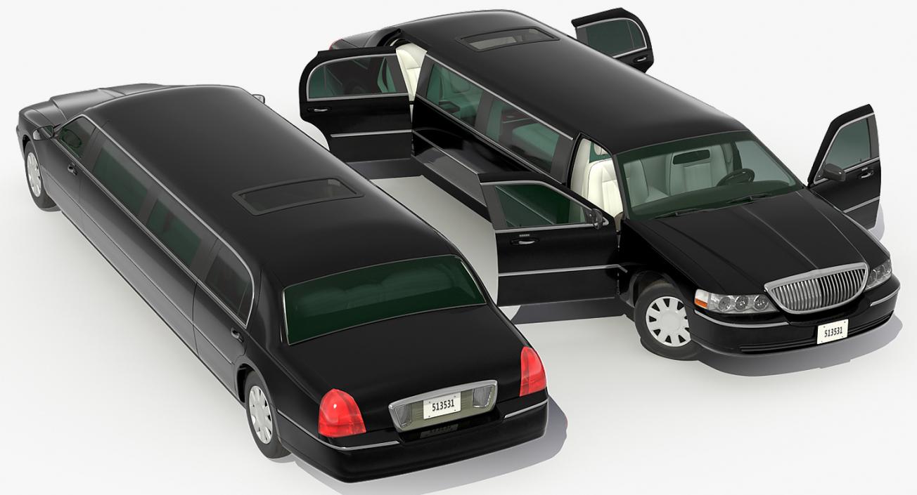 3D model Limousine Generic Black Rigged