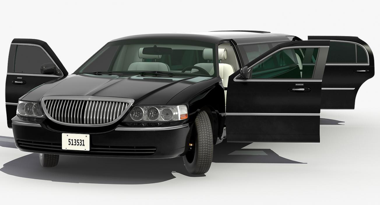 3D model Limousine Generic Black Rigged