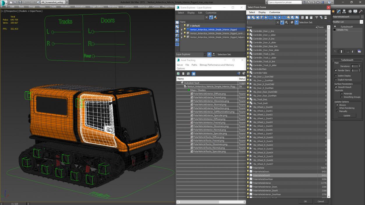 Venturi Antarctica Vehicle Simple Interior Rigged 3D model