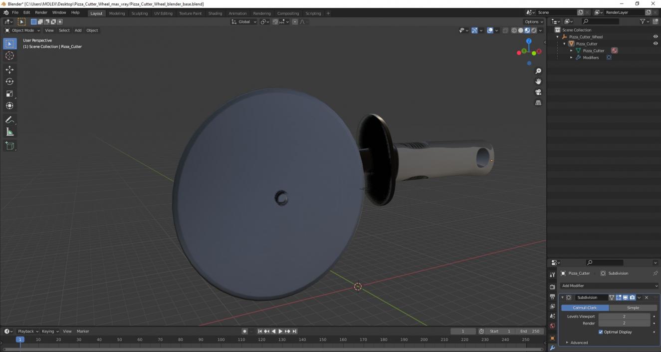 3D Pizza Cutter Wheel model