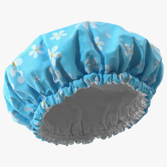 Satin Lined Shower Cap Blue 3D