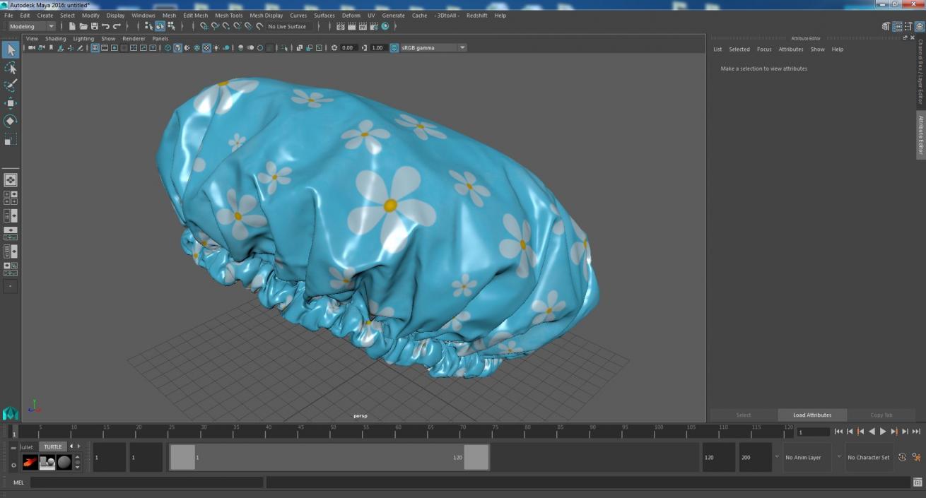 Satin Lined Shower Cap Blue 3D