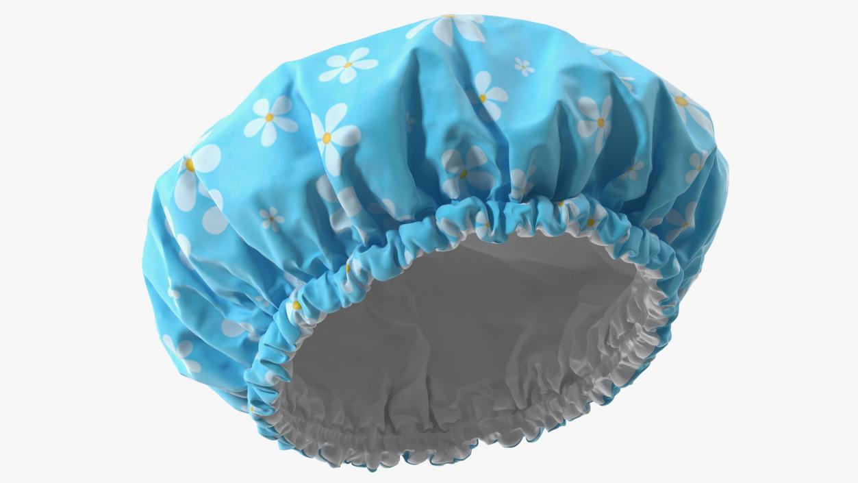 Satin Lined Shower Cap Blue 3D