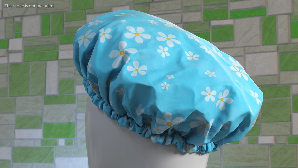 Satin Lined Shower Cap Blue 3D