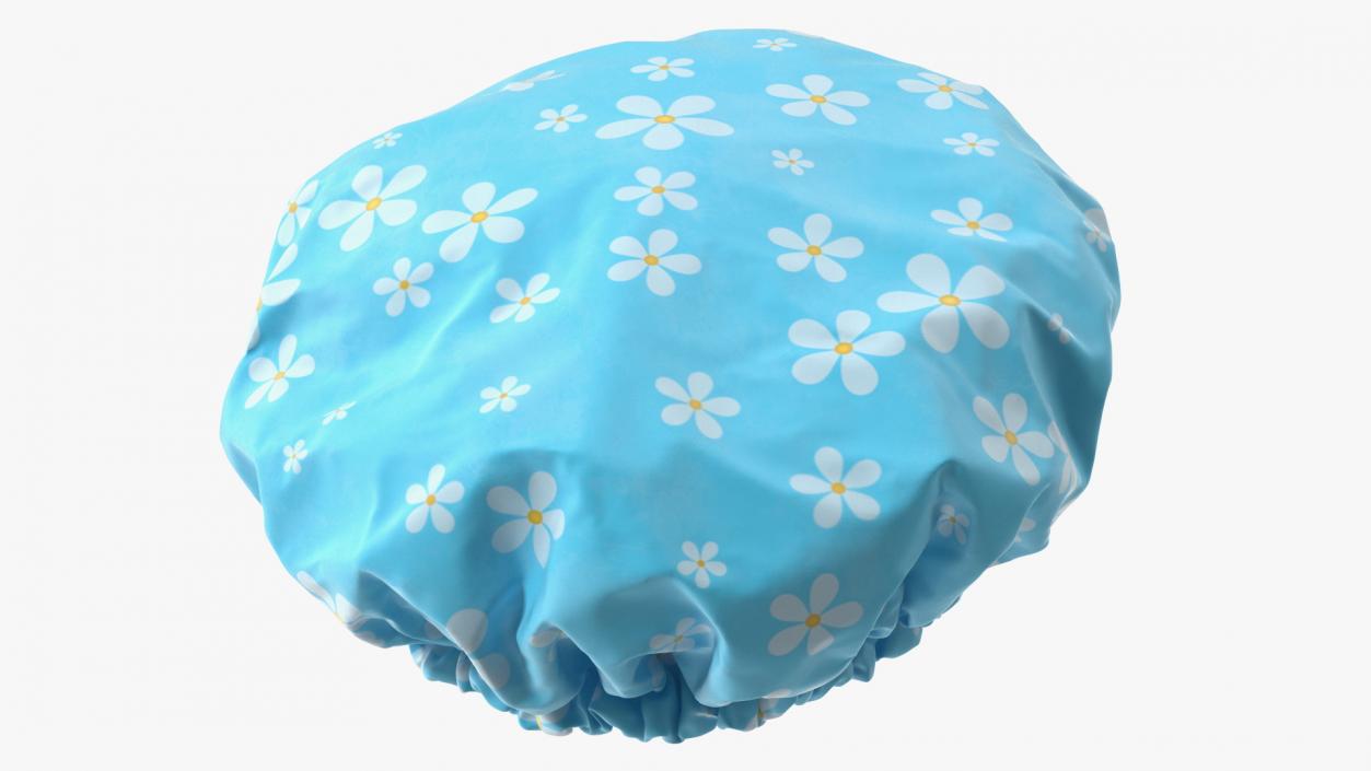 Satin Lined Shower Cap Blue 3D