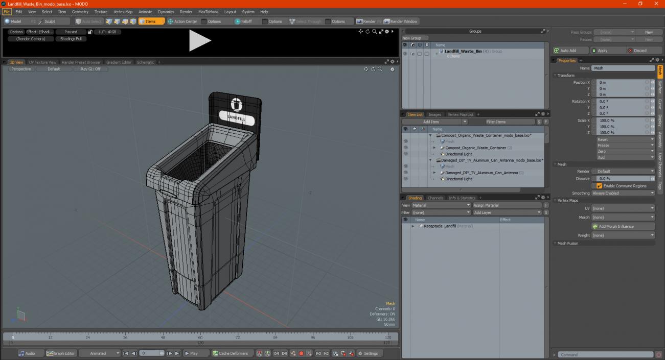 3D Landfill Waste Bin model