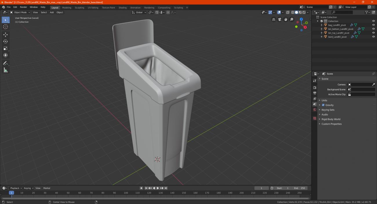 3D Landfill Waste Bin model