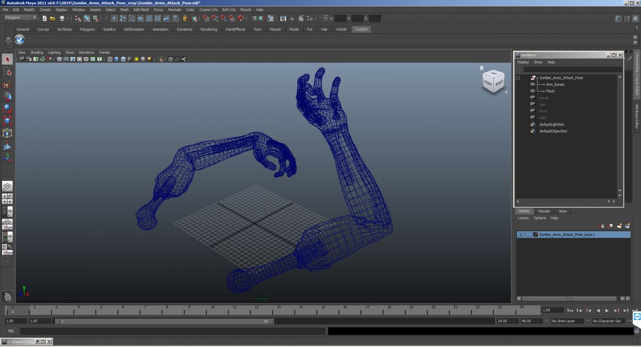 3D Zombie Arms Attack Pose model