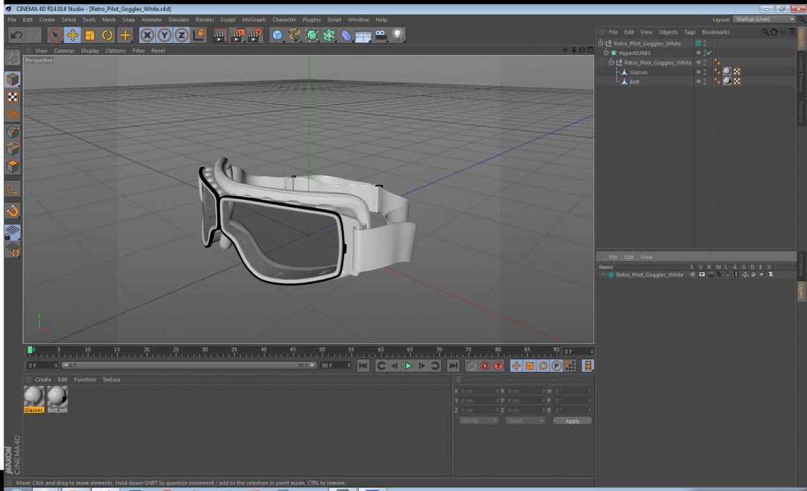 3D model Retro Pilot Goggles White