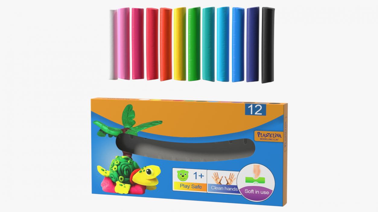 3D Multi Coloured Plasticine Modelling Clay Box Set model