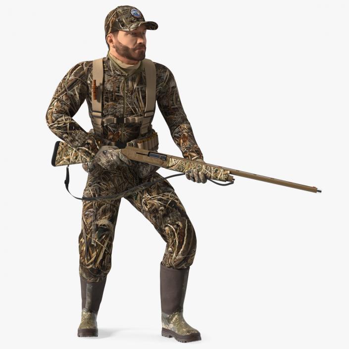 Creeping Hunter Man in Grass Camo Fur 3D