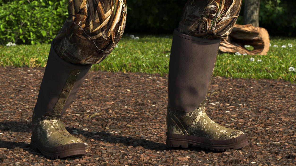 Creeping Hunter Man in Grass Camo Fur 3D