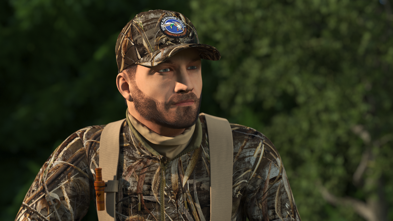 Creeping Hunter Man in Grass Camo Fur 3D