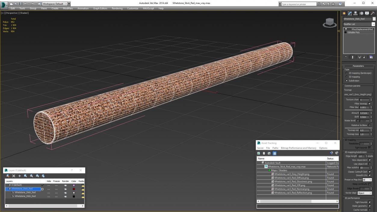 Whetstone Stick Red 3D model